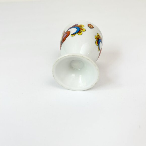 PORSGRUND Farmers Rose Footed Egg Cup Gold Trim Norway Single Cup MCM - Picture 7 of 8